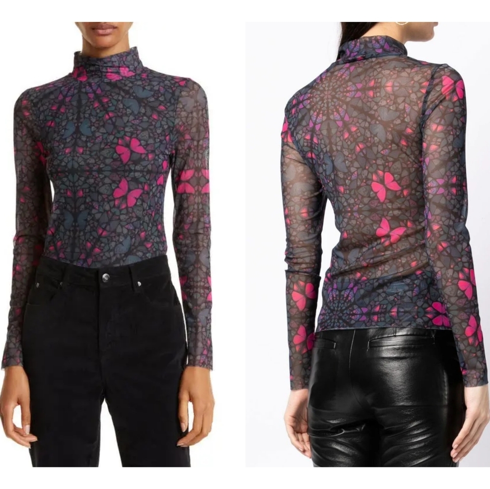 TED BAKER London Kamill Mesh Top In Black Size M - Picture 2 of 11